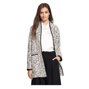 Rebecca Taylor Faux Leather-Trim Tweed Jacket